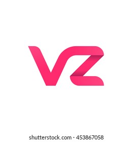 initial letter vz modern linked circle round lowercase logo pink