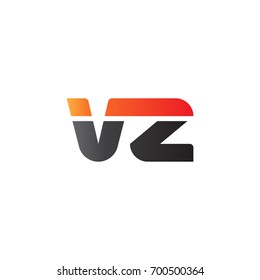 Initial letter VZ, straight linked line bold logo, gradient fire red black colors