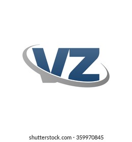 initial letter VZ swoosh ring company logo blue gray