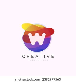 Letra inicial plantilla de logotipo W 3D diseño de esfera de círculo colorido para identidad empresarial y de empresa
