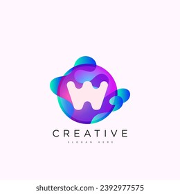 Initial letter W 3D logo template colorful circle sphere design for business and company identity