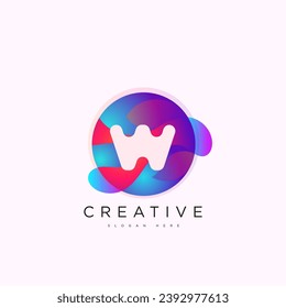 Initial letter W 3D logo template colorful circle sphere design for business and company identity