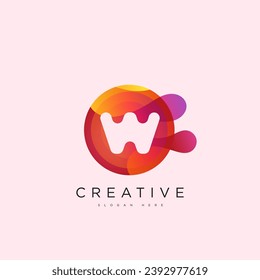 Initial letter W 3D logo template colorful circle sphere design for business and company identity