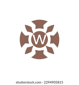 Initial letter W abstract decorative natural leaf pin emblem logo