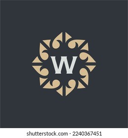 Anfangsbuchstabe W abstraktes Blumenlogo mit Herz-Monogramm-Symbol im eleganten Stil