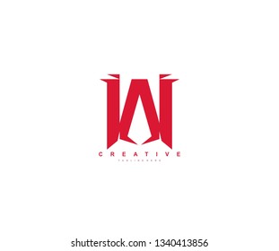 Initial Letter W Abstract Modern Futuristic Sharp Stylish Red Color Logo