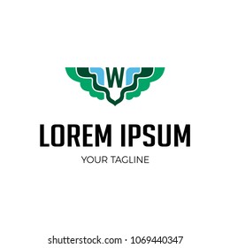 Initial Letter W Abstract Wings Logo Design Template. Can be adapt to Corporate identity, logo, icon, symbol and brand identity.