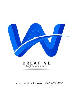 Anfangsbuchstabe W Alphabet Logo blauen Farbdesign. Vektorgrafik für Unternehmens- und Firmenidentität