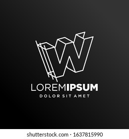 Initial Letter W with Architecture Graphic Logo Design