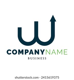 Initial Letter W Arrow Up Icon Logo Design Template