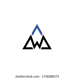 letra inicial A y W, AW, logotipo de WA, diseño de estilo de arte de línea monográfica y plantilla