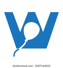 Initial Letter W Balloon Symbol For Kids Logo Design