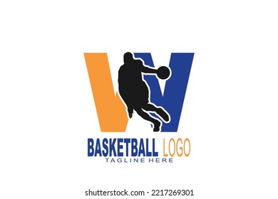 initial Letter W basketball logo