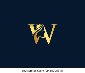 Letra inicial W beauty queen women logo design icon Plantilla de Vector. 