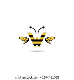 initial letter W bee logo vector illustration design