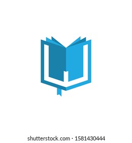 initial letter w book logo vector blue color