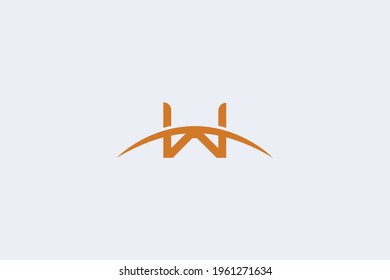 Letra inicial W y logotipo puente Construcción comercial o arquitectura Fácil de recordar