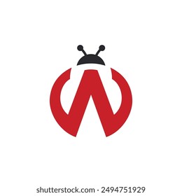 Initial Letter W Bug Logo Design Vektorgrafik Vorlage