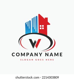 Initial Letter W Building Logo. House logo, Architecture, Home, Real Estate logo design template Template