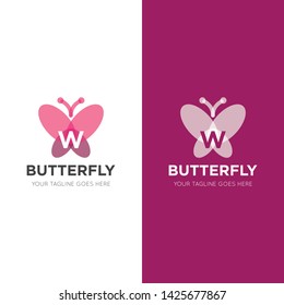 initial letter w butterfly logo and icon vector illustration design template