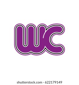 initial letter w and c. wc monogram outline logo