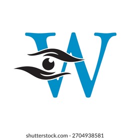 Initial Letter W Charity Logo Combine with Hand and Eye Symbol