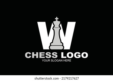 initial Letter W chess king logo