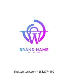 Initial letter W with circle target logo. Creative stylish target logo vector, fit for company and business
