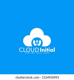 initial letter W cloud logo vector. illustration designs, templates, business, education, technology, ideas, creative