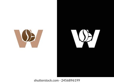 Initial Letter W Coffee Logo Template. Letter W coffee shop icon, coffee brand, minimalist, modern Suitable for coffee shop logo template.