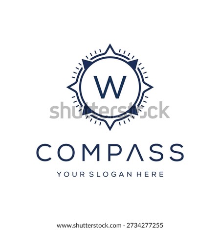 Initial letter W compass earth adventure GPS naviagation logo design