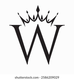 Initial Letter W Crown Logo Concept For Fashion and Beauty Symbol Vector Template