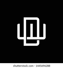 Initial letter W and D, WD, DW, overlapping interlock monogram logo, white color on black background