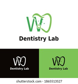 Initial Letter W Dental Dentist Logo concept. Dentistry Brand and Dental Care Logo template