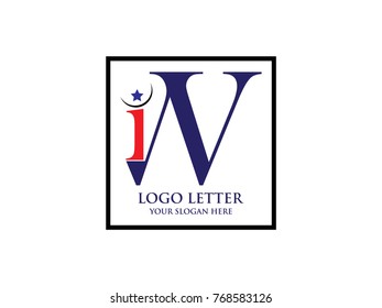 initial letter i and W design Logo Vector Graphic Branding Letter Element red and blue color in the square.