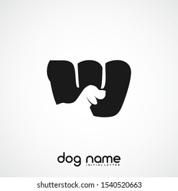 Initial Letter W Dog Logo And Icon Name Dog Design Vector.