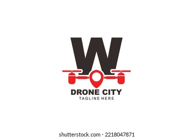 logotipo inicial de la letra W drone