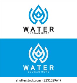 Letra inicial W Drop Water Mineral Aqua Aceite líquido Azul Diseño del logotipo moderno 