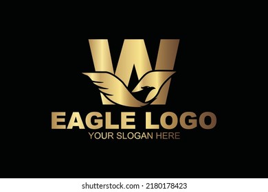 initial Letter W eagle gold logo