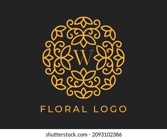 initial letter W Elegant Floral Logo Vector Design illustrations Template. 
Vector Logo design for natural products, flower shop, cosmetics, Organic, ecology concepts, health, spa.