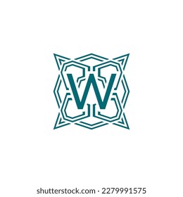 Initial letter W elegant lines modern alphabet frame logo