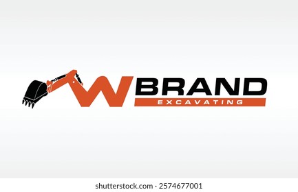 initial letter W excavator logo