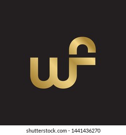 Initial letter w f linked lowercase logo design template elements. Gold letter Isolated on black  background. Suitable for business, consulting group company.