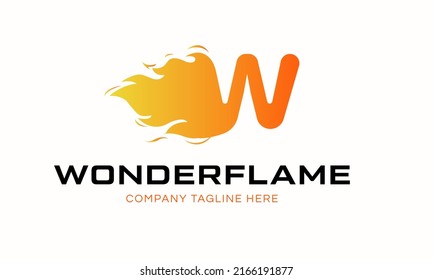 Initial Letter W and fire Logo. Flame logo isolated on White Background. Usable for Business and Branding Logos. Vector Graphic Branding Element