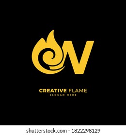 initial letter W with flame logo vector concept element, letter w logo with fire burn for company and business