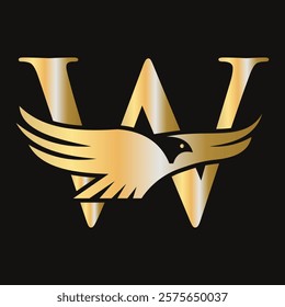 Initial Letter W Flying Eagle Logo Concept For Speed Icon and Transportation Symbol Vector Sign