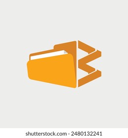 Initial Letter W Folder Logo. Vector Illustration.