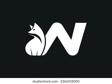 Initial Letter W with Fox Logo Design. Fox letter W logo with animal design template