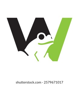 Initial Letter W Frog Logo Design Vector Template