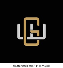 Initial letter W and G, WG, GW, overlapping interlock logo, monogram line art style, silver gold on black background